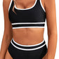 Contrast Trimmed U Neck High Waist Bikini