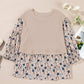 Faux Two Piece Knit Patchwork Floral Print Plus Size Top