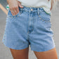 Stud Embellished High Waist Denim Shorts