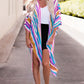 Multicolor Striped Print Oversized Kimono