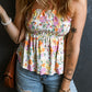 Floral Shirred Peplum Cami Top