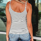 Stripe Adjustable Straps Ribbed Knit Tank Top