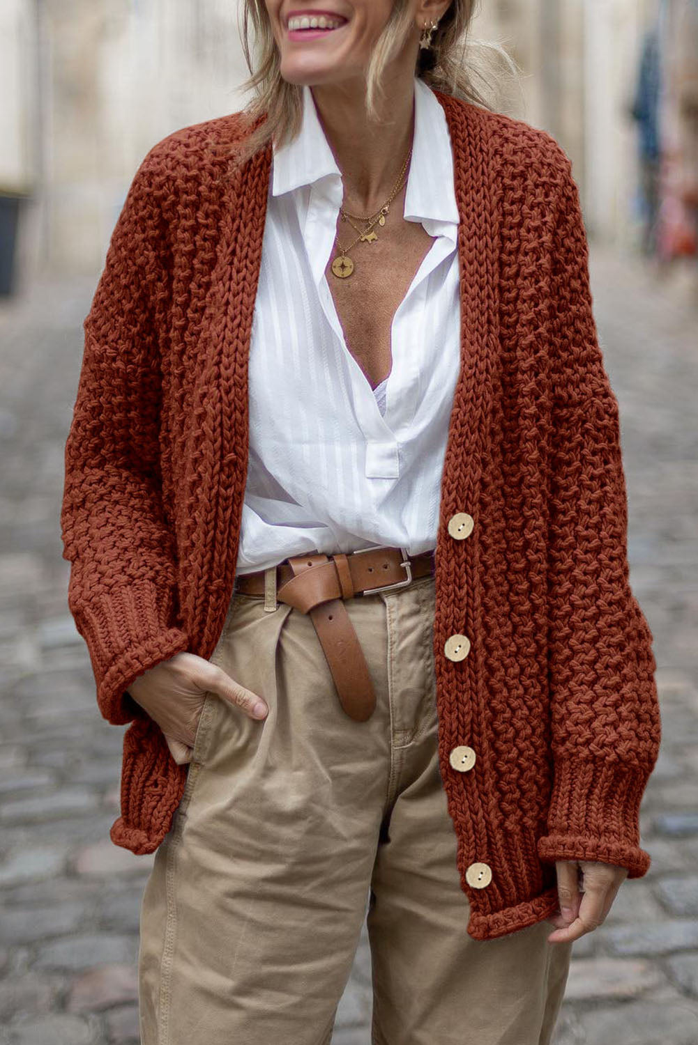Vintage Cable Knit Button Front Cardigan