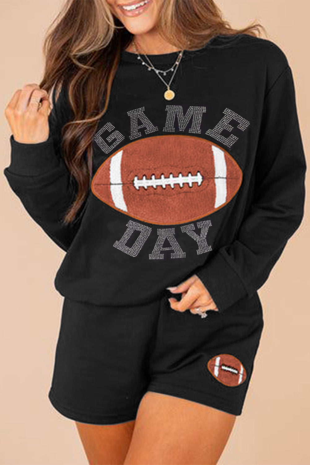 GAME DAY Rugby Football Graphic Pullover and Shorts Casual Outfit