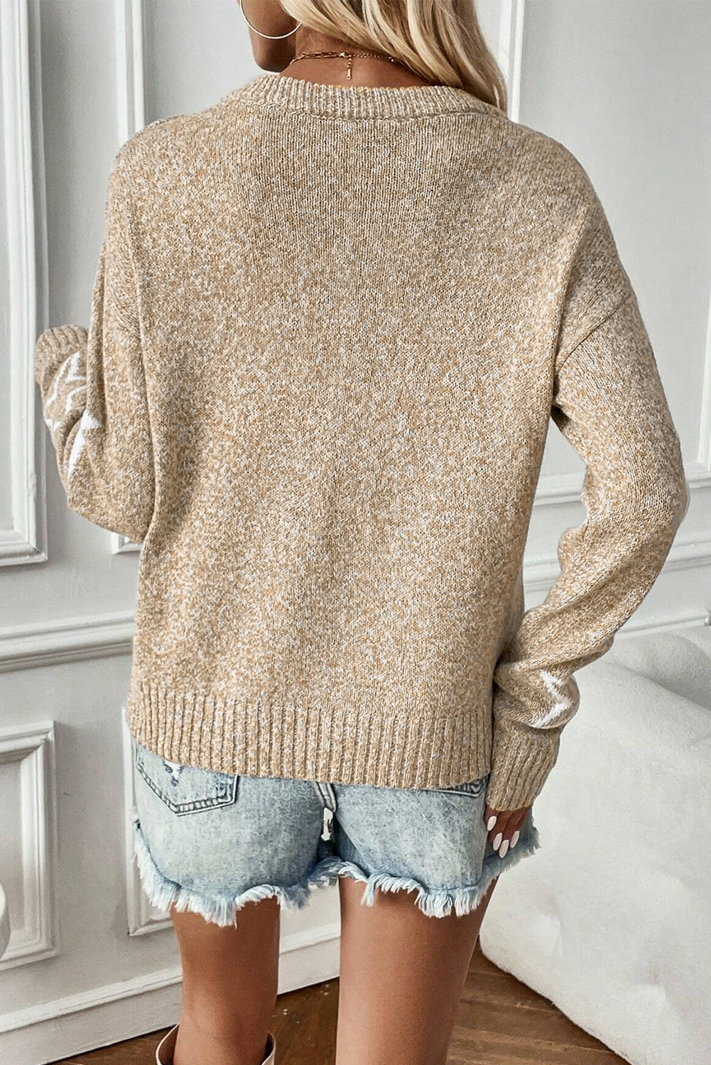 Star Pattern Drop Shoulder Plus Size Sweater