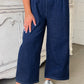 Plus Size Drawstring High Waist Wide Leg Casual Jeans