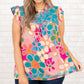 Plus Size Floral Embroidered Flutter Sleeve Tank Top