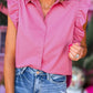 Poplin Ruffle Trim Collared Shirt
