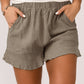 High Waist Pocketed Ruffle Shorts