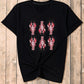 Sequin Crawfish Graphic Western Fashion T Shirt