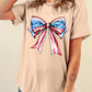 American Flag Bow Knot Print Round Neck T Shirt