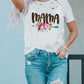 MAMA & Flower Printed Hollowed Short Sleeves T-Shirt