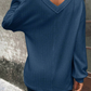 Real Teal V Neck Textured Long Sleeve Top