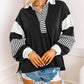 Striped Colorblock Patchwork Collar Sweatshirt