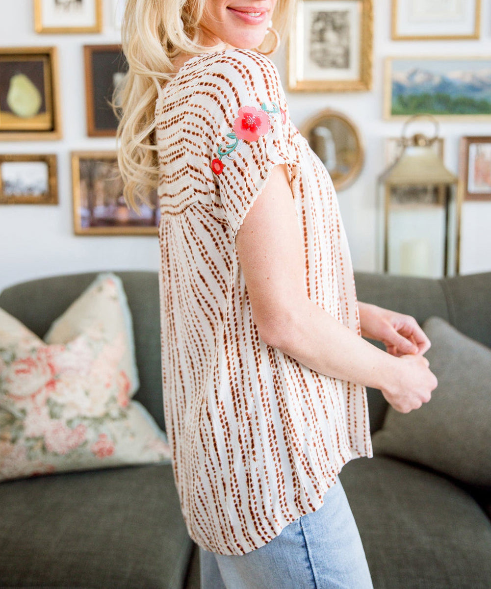 Floral Printed Square Neck Elegant T Shirt