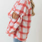 Plus Size Tunic Plaid Sherpa Henley Sweatshirt
