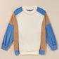 Ribbed Detail Color Block Sleeve Baggy Sweatshirt