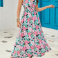 Sling V-Neck Elastic Waist Floral Maxi Dress