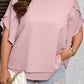 Plus Size Frilly Overlap Sleeve Double Layered Blouse
