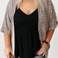 Plus Size Leopard Print Half Sleeve Open Front Cardigan