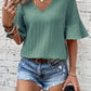Ruffled Half Sleeve V Neck Textured Top