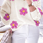 Plus Size Flower Crochet Drop Shoulder Knit Sweater