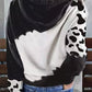 Cow Tie Dye Print Pocketed Drawstring Pullover Hoodie