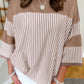 Striped Patchwork 3/4 Sleeve Oversize Top