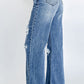 Acid Wash Distressed Wide Leg High Waist Jeans
