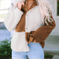 Color Block Sherpa Button Up Jacket