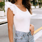 Layered Ruffled Flutter Sleeve U Neck Knit Bodysuit