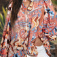 Floral Print Shirred Cuff Buttoned Loose Shirt