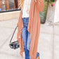 Draped Open Front Long Cardigan