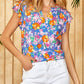 Flutter Sleeve Floral Print Blouse