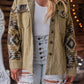 Aztec Print Patchwork Frayed Edge Corduroy Jacket