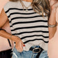 Stripe Boxy Knitted Round Neck Sweater Tank