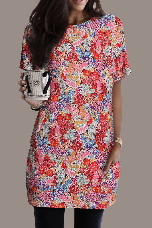 Print Short Sleeve Tunic Top