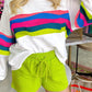Colorful Striped Accent Long Sleeve T Shirt