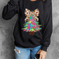 Bowknot Christmas Tree Shiny Graphic Sweatshirt