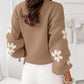 Floral Pattern Drop Shoulder Sweater