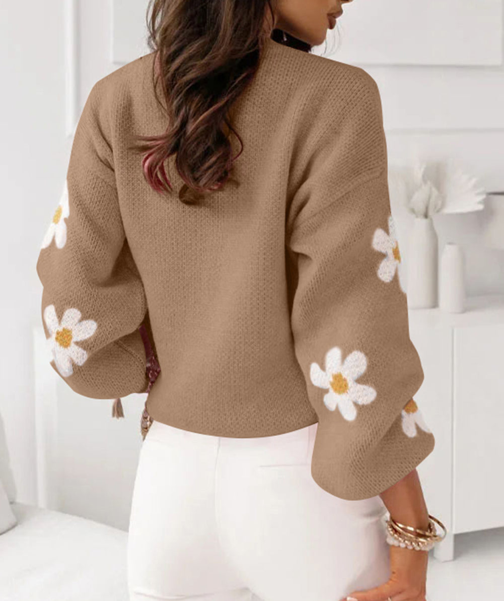 Floral Pattern Drop Shoulder Sweater
