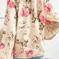 Floral Print Lantern Sleeve V-Neck Blouse