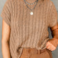 Crew Neck Cable Knit Short Sleeve Sweater