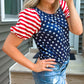 4th Of July Stars Stripes Puff Sleeve T Shirt