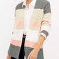 Color Block Striped Pocketed Open Cardigan