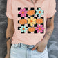Checkered Floral Pumpkin Graphic Tee