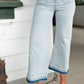 Acid Wash Contrast Edge Pocketed Cropped Jeans