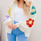 Flower Jacquared Bubble Sleeve Open Cardigan