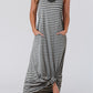 Stripe Side Pockets Spaghetti Straps Maxi Dress