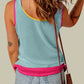 Color Block Patched Pocket Breathable Knit Tank Top